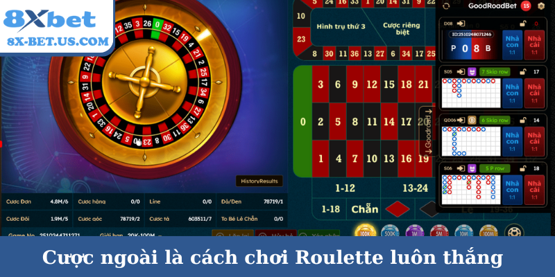 Cược ngoài là cách chơi Roulette luôn thắng