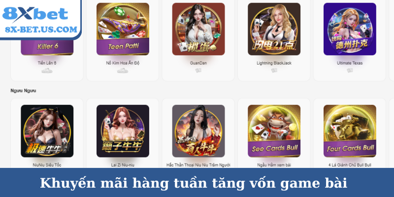 Khuyến mãi hàng tuần tăng vốn game bài