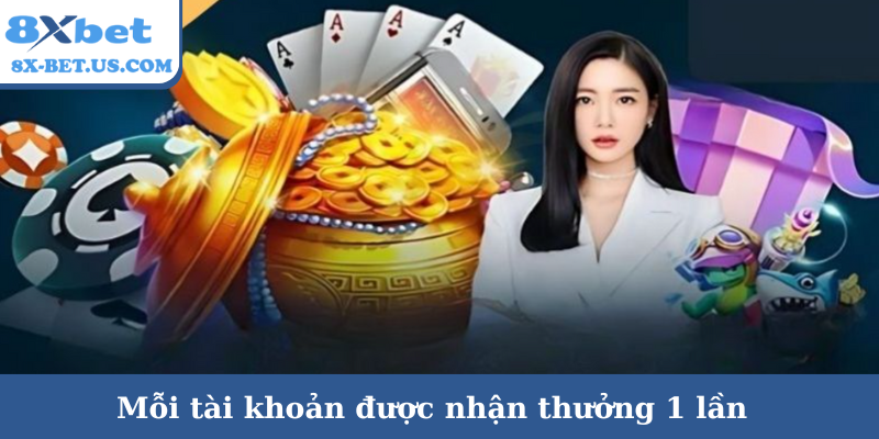 Mỗi tài khoản được nhận thưởng 1 lần