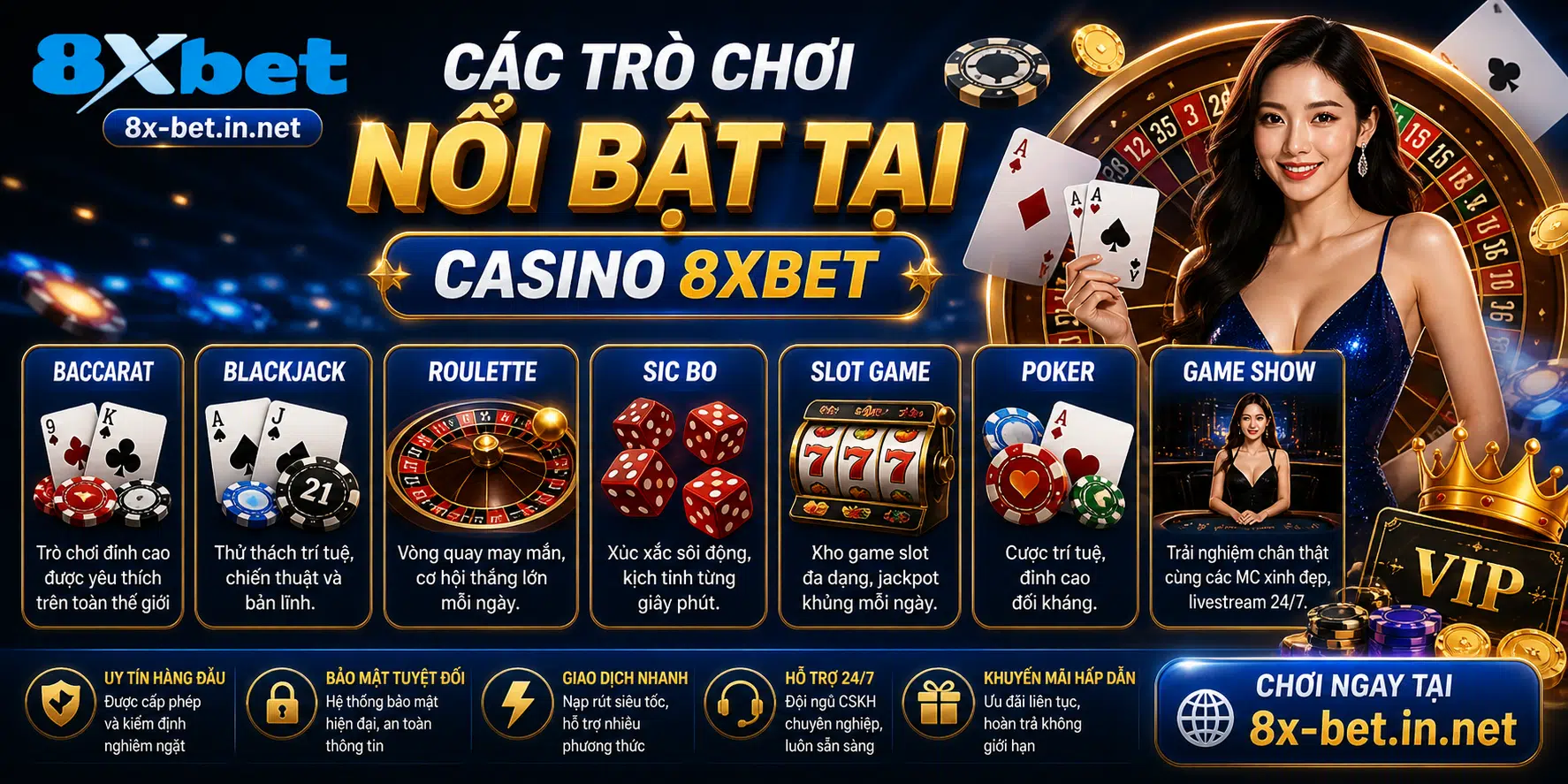 Các trò chơi nổi bật tại casino 8xbet